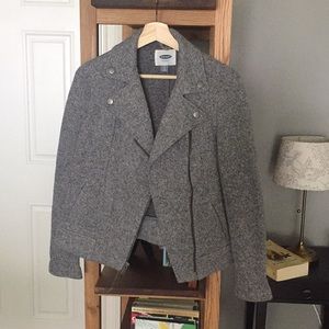Grey heathered knit Moto jacket